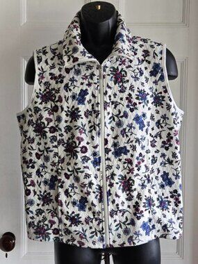 Hasting & Smith Fleece Quilted Floral Vest Womens Large